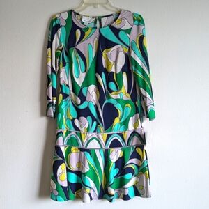 Donna Morgan groovy retro print drop waist dress sz 8 NWT